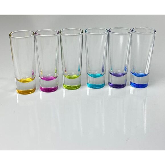 Vtg Libbey Crisa Shot Glasses Tequila Shooters Heavy Bottom Clear Multicolor (6) - Picture 1 of 5